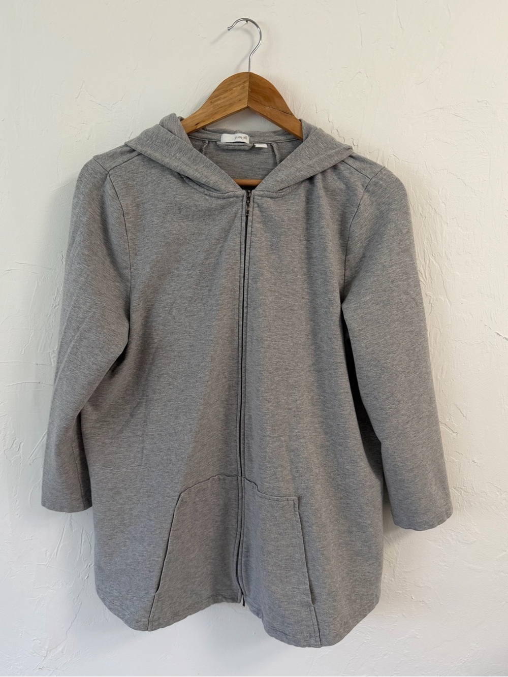 J.Jill PureJill Grey Zip-Up Hoodie Jacket Size LP